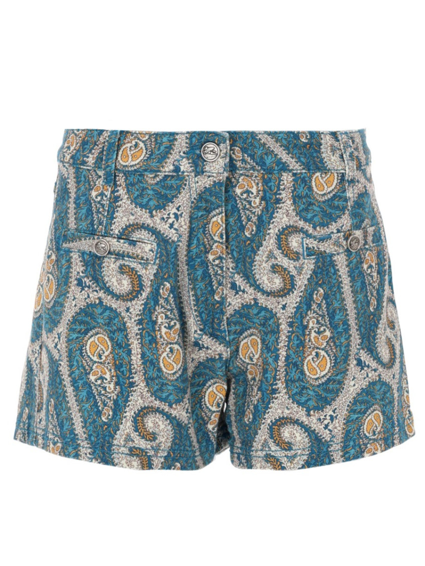 Etro - paisley denim shorts belt loops pocket
