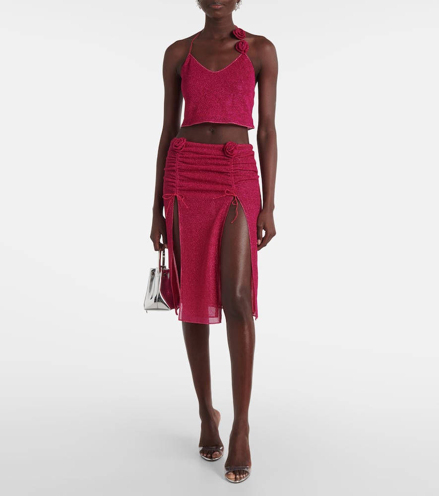 Oséree Lumière Rose ruched midi skirt