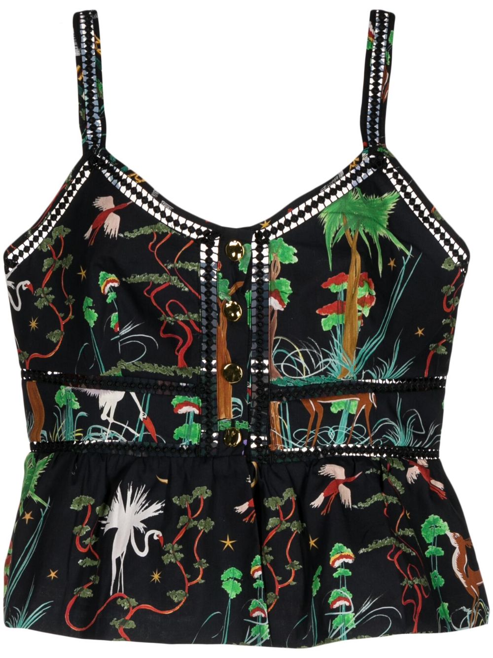Graphic-print sleeveless top - Black
