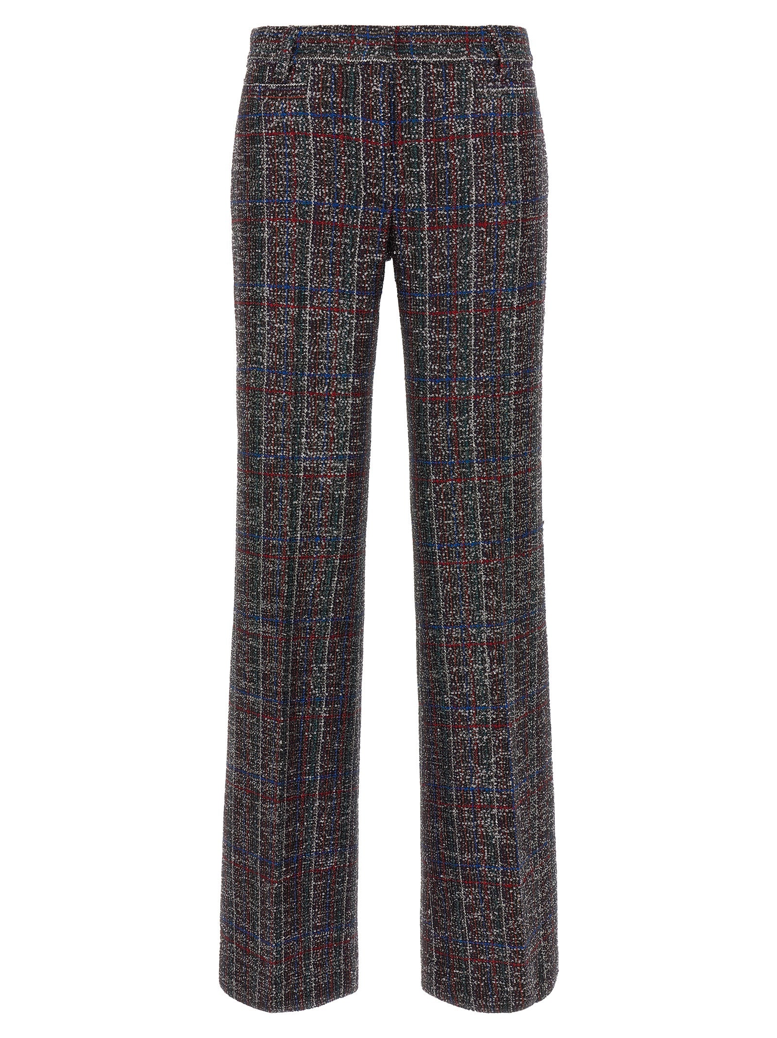 Sequined Tartan Trousers — Multicolor