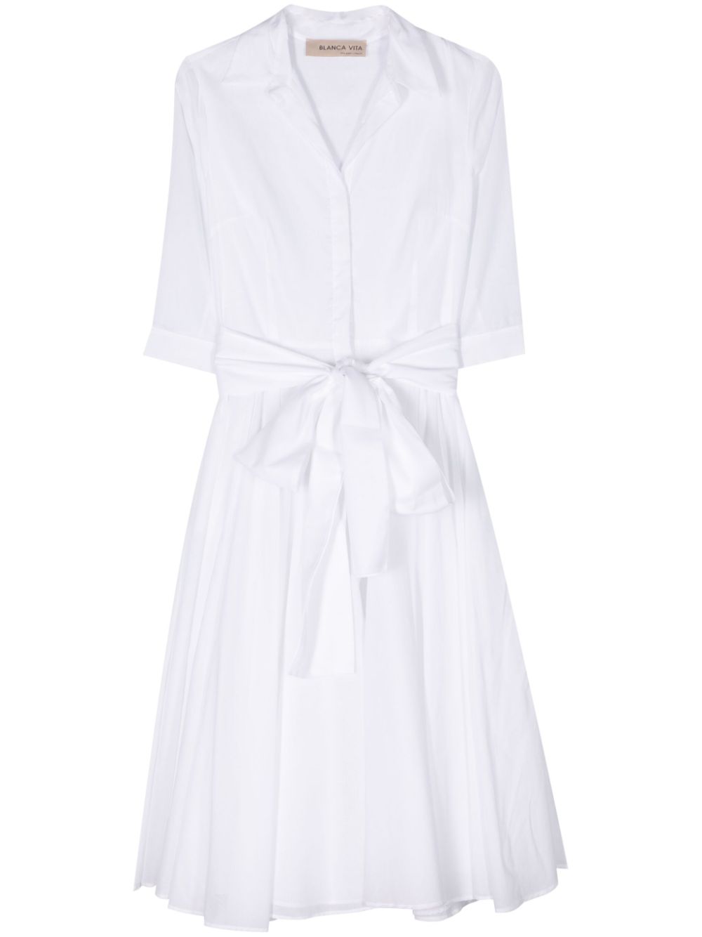 Flared midi shirtdress - White