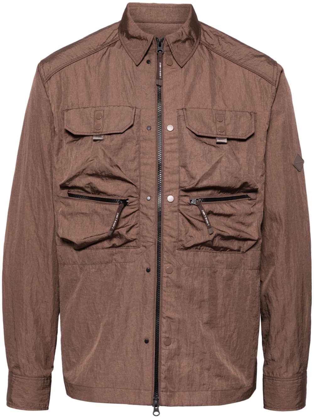 Crinkled shirt jacket - Brown