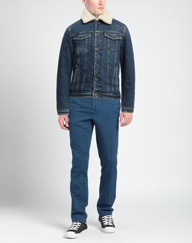 Man Puffer Blue Size 38 Cotton, Polyurethane, Polyester
