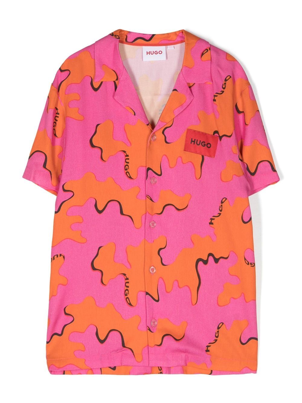 Camouflage-print short-sleeve shirt - Pink