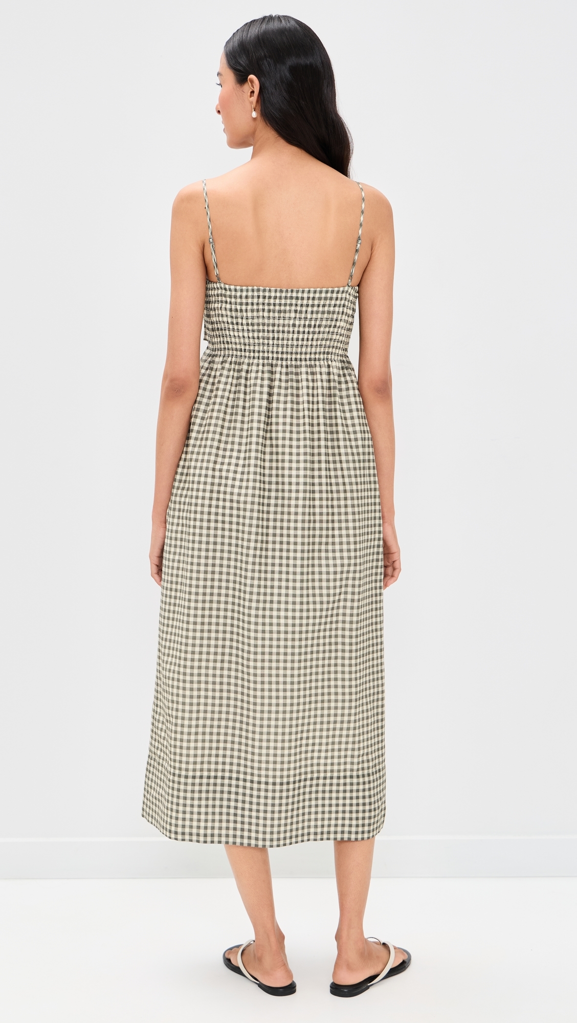 Tie Smocked Cami Dress Off White/Smoke