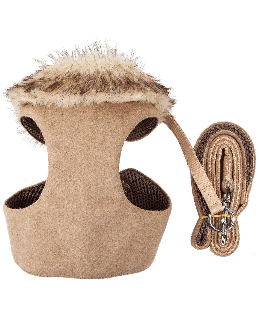 Luxe Furracious 2 in 1 Adjustable Dog Harness Leash with Removable Fur Collar