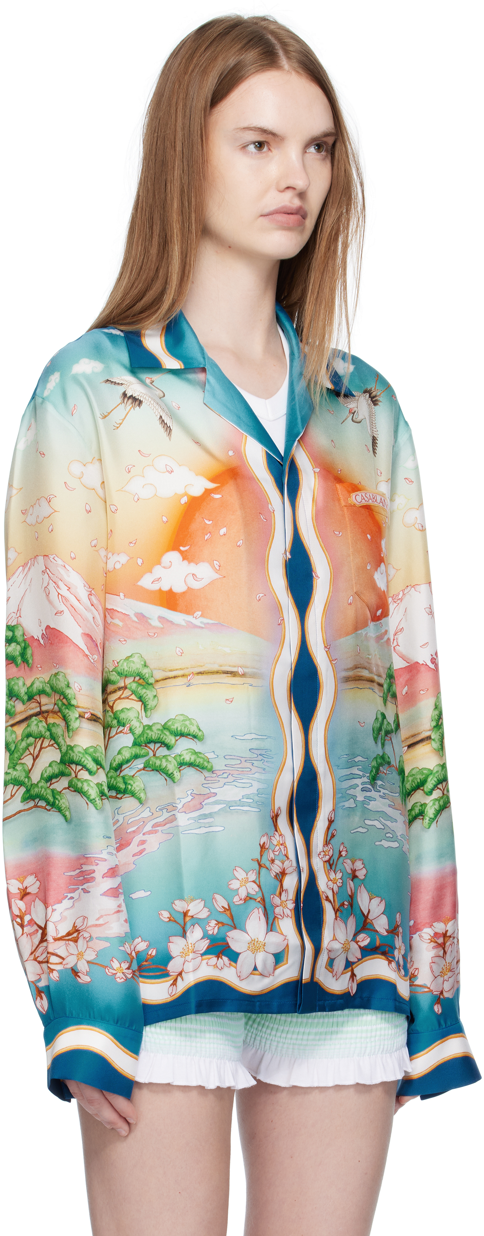 Multicolor 'Tennis Club' Silk Long Sleeve Shirt