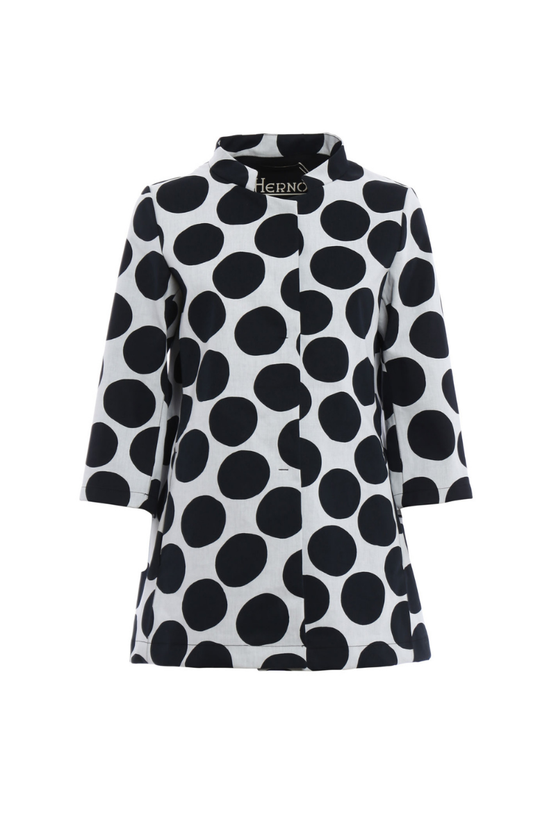 Polka-Dot Cotton-Blend Jacket — White