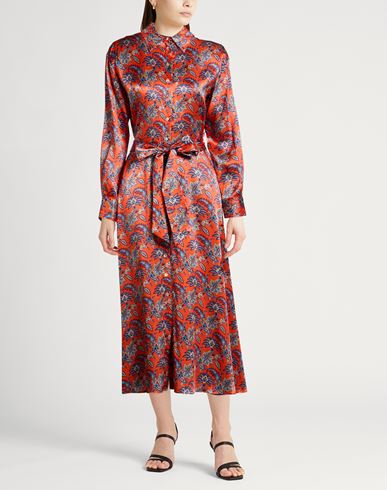Woman Midi dress Orange Size 10 Silk