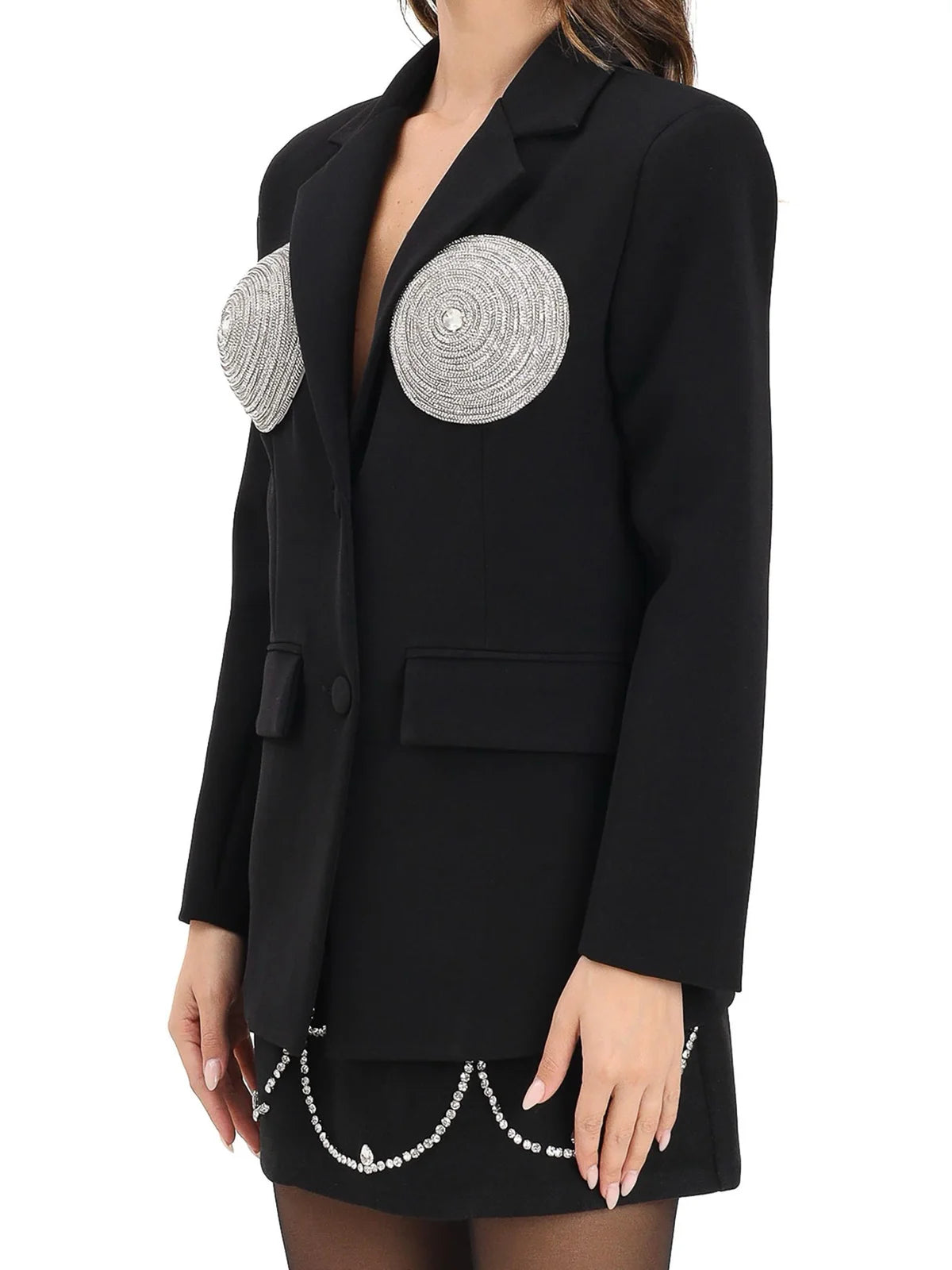 Black Polyester Long Jacket