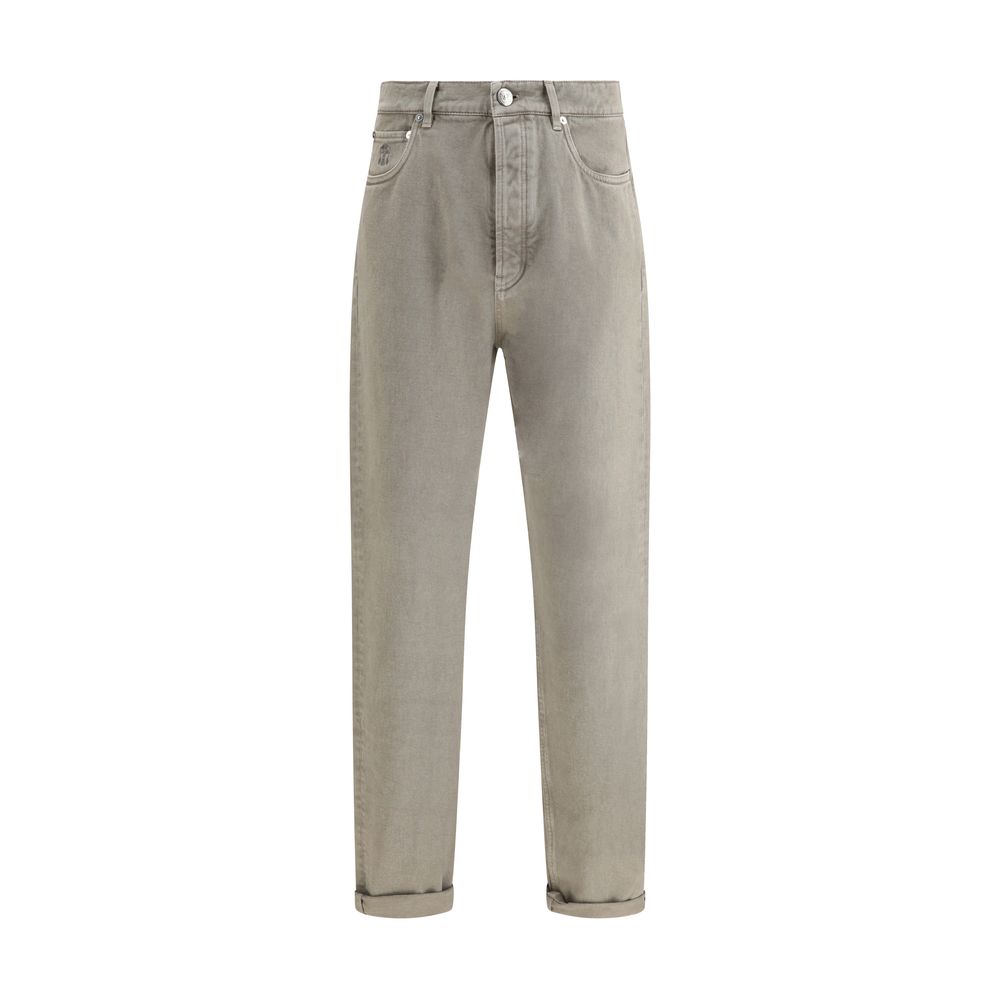 Garment-Dyed Cotton Jeans — Gray