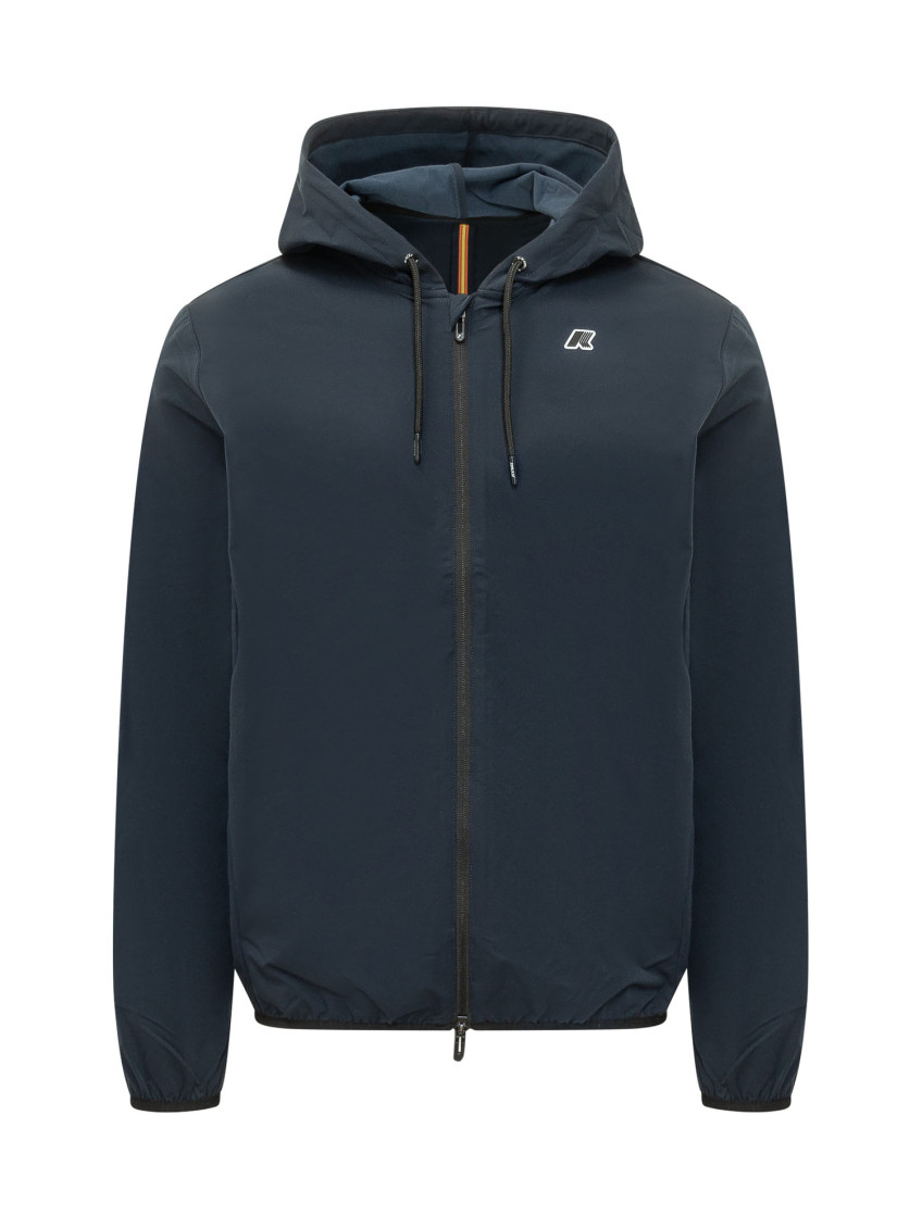 Dark Blue Solid Hood Jacket