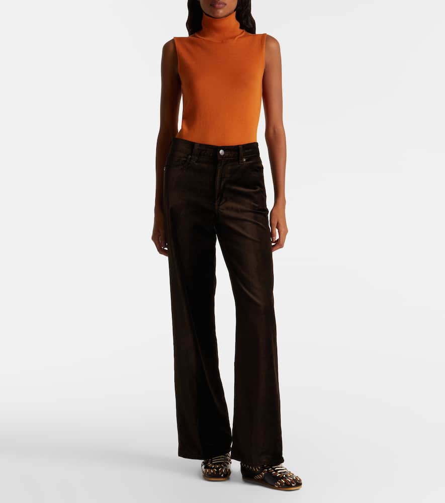Le Slim Palazzo cotton-blend velvet wide-leg pants
