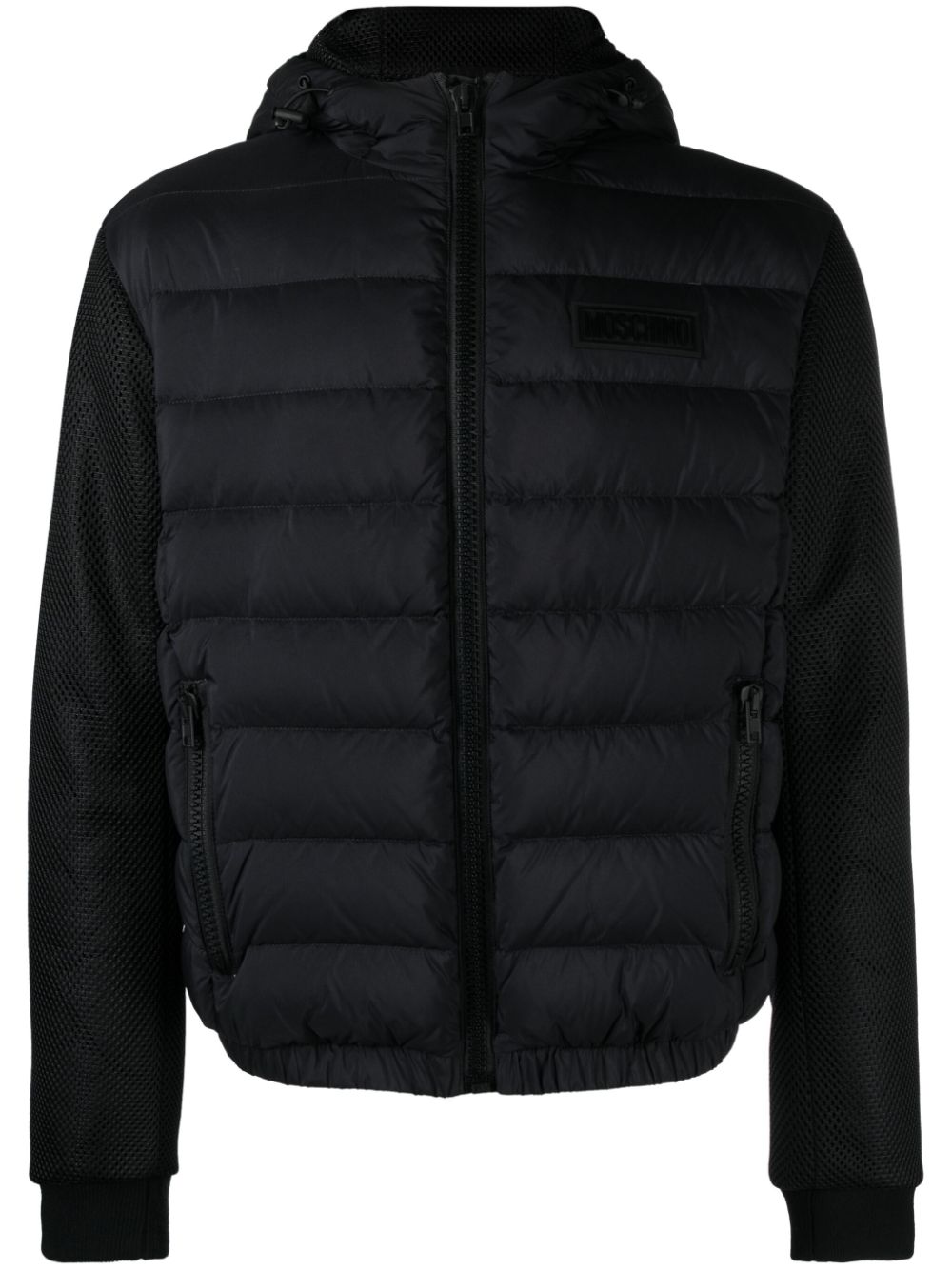 Rubberised-logo puffer jacket - Black