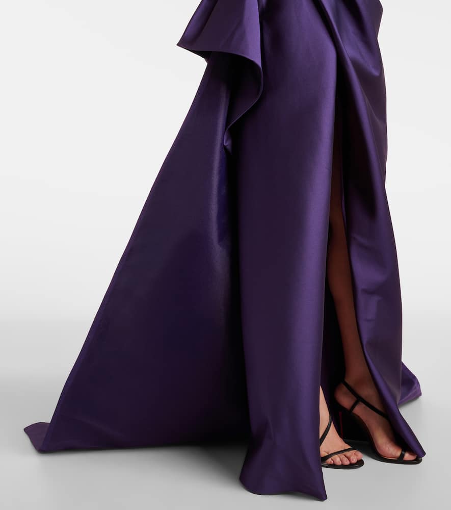 Draped strapless mikado gown