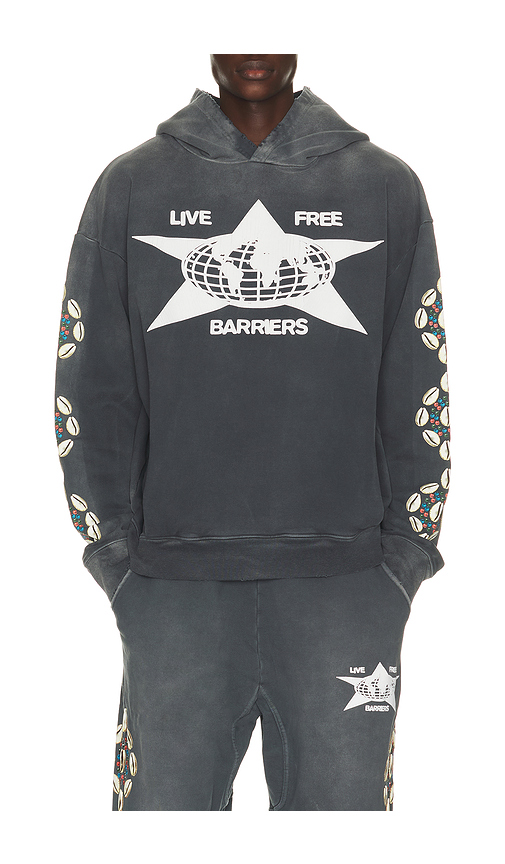 Barriers Worldwide Cowrie Shell Hoodie in Charcoal. S. Also in M, L, XL/1X