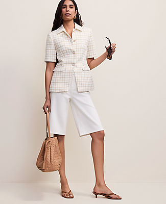 Ann Taylor The Short Sleeve Cutaway Jacket in Metallic Tweed