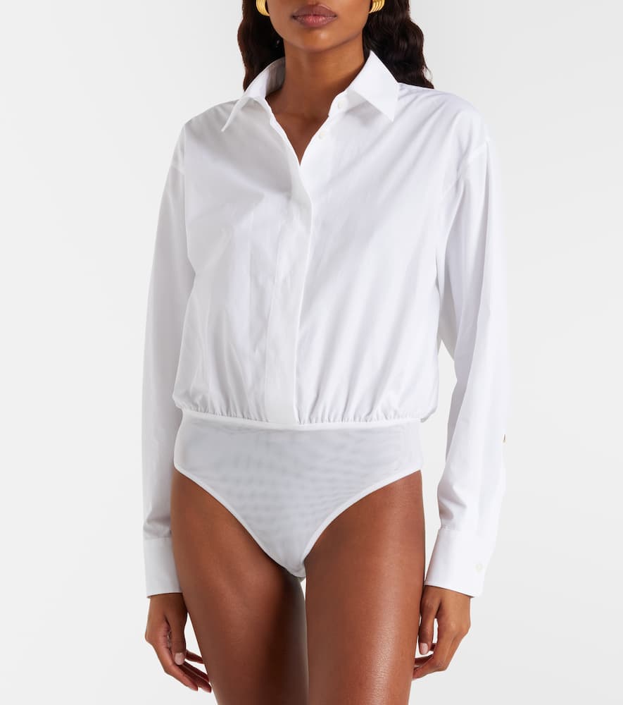 Aere cotton poplin and tulle bodysuit