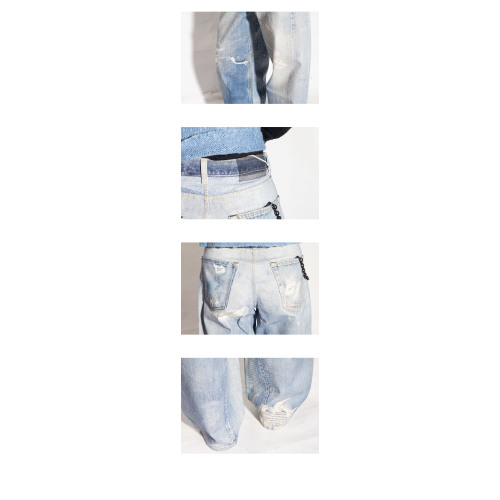 Distressed-effect boyfriend jeans - Blue