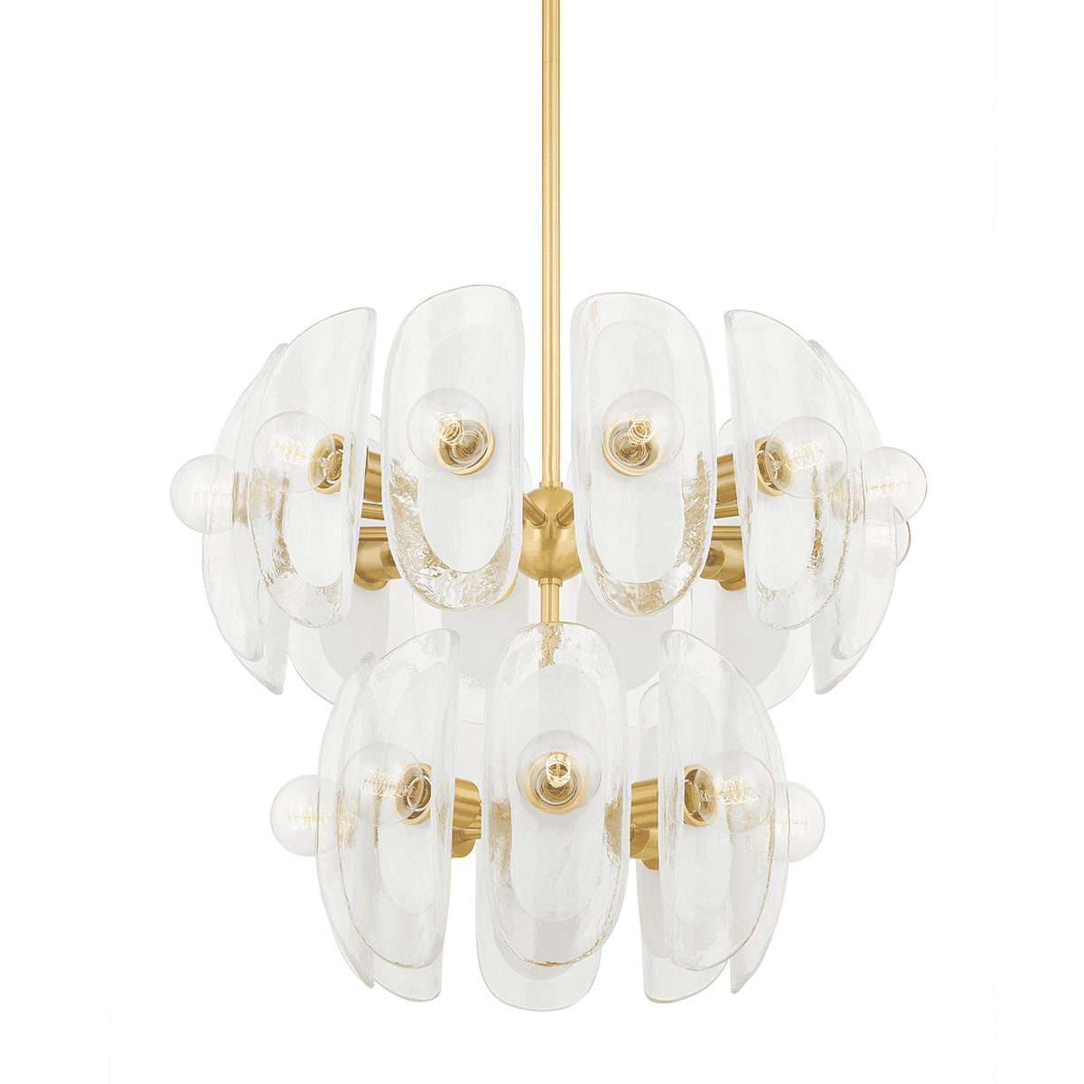 Aged Brass 20 Light Chandelier from the Hilo Collection