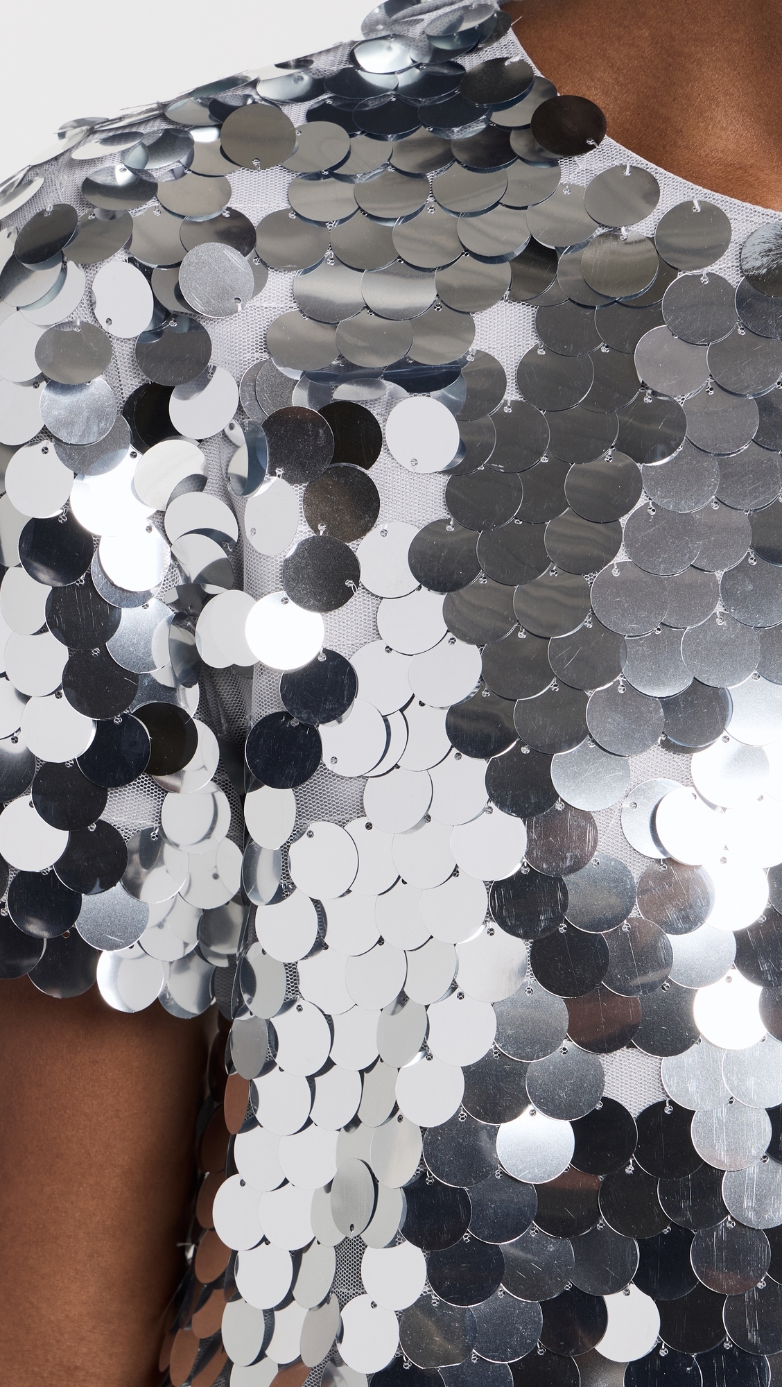 Fisheye Sequins Top Silver