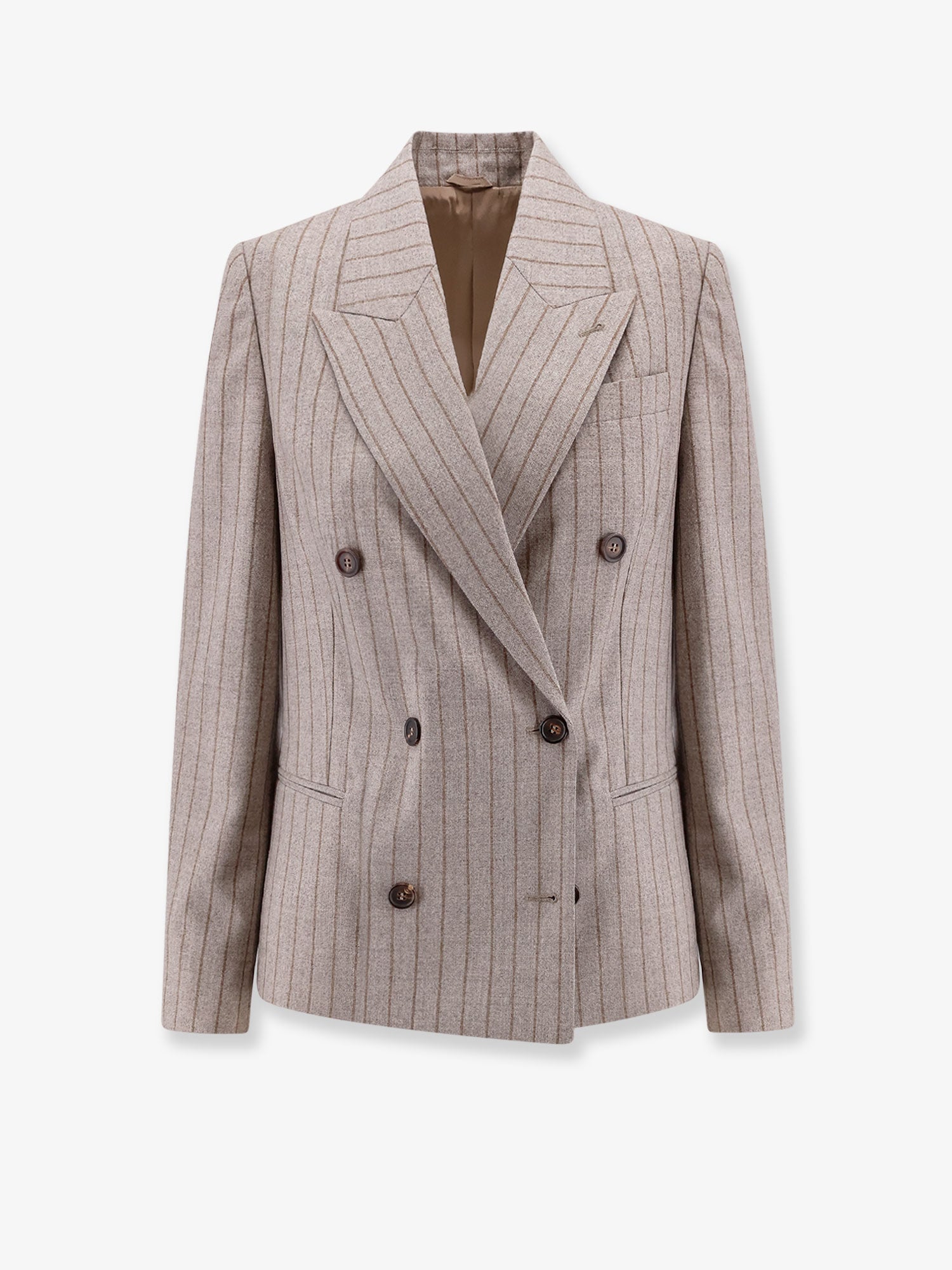 Pinstripe double-breasted blazer - Grey