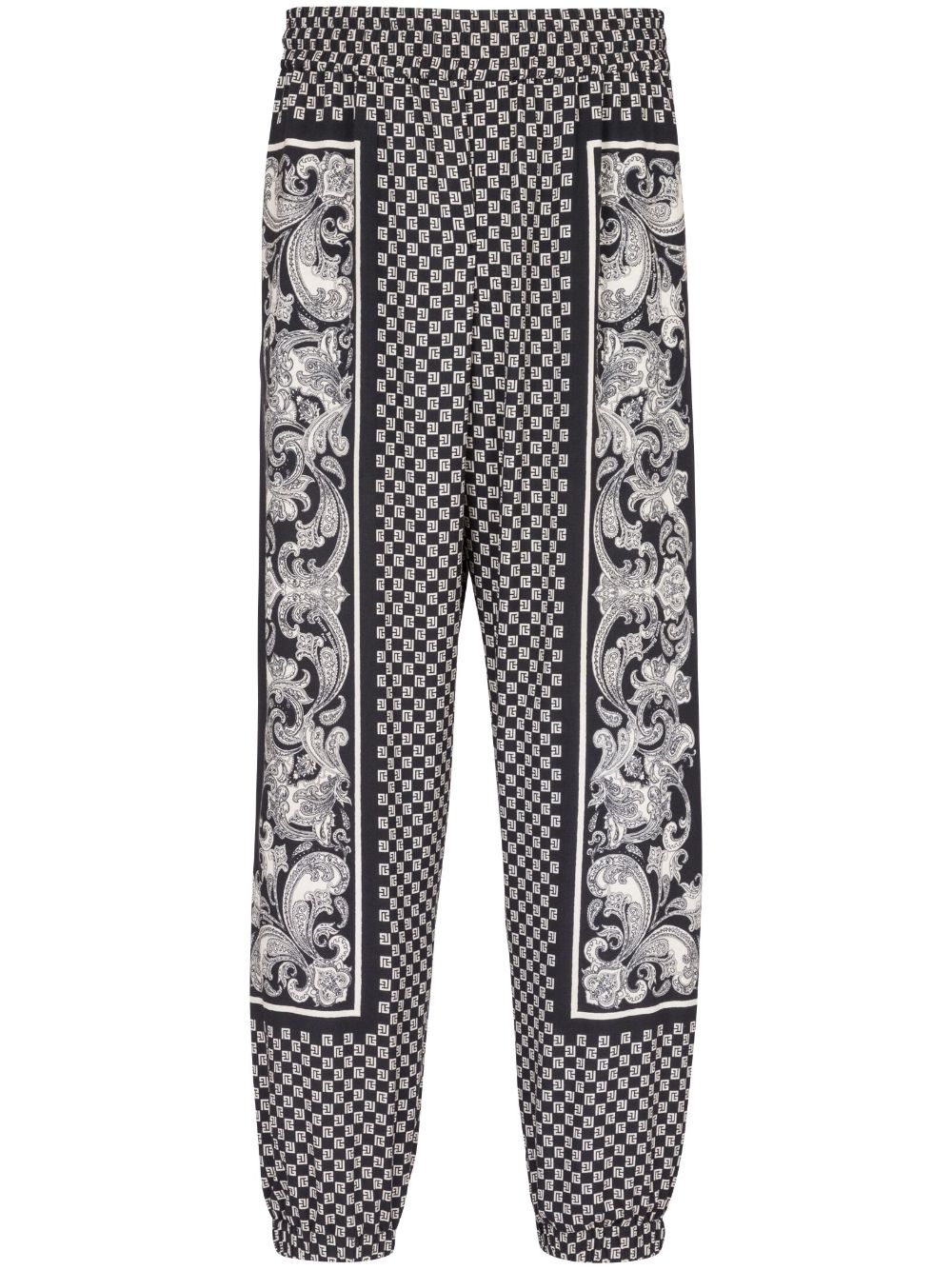 Monigram-print elasticated-waistband track pants - Black