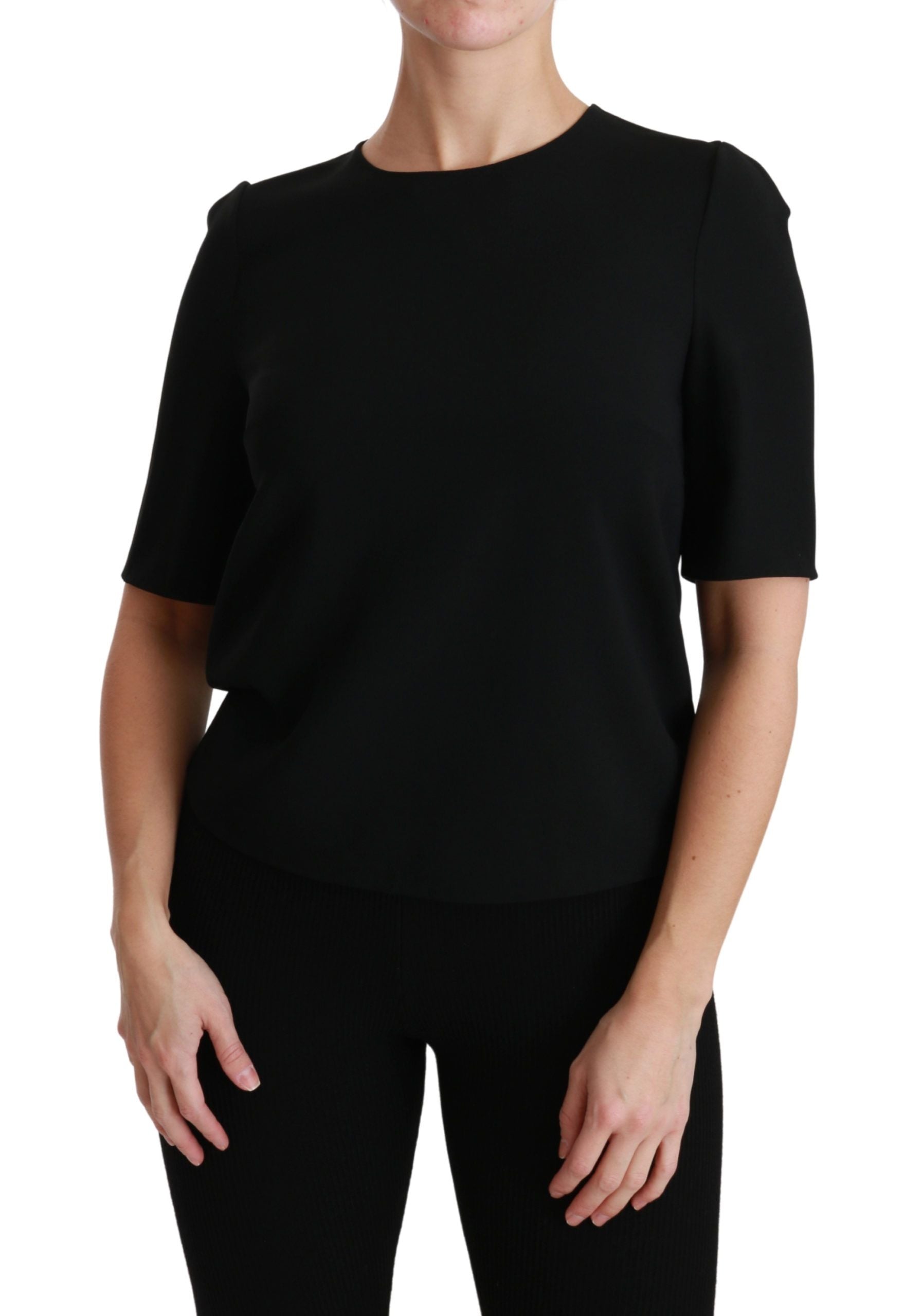 Stretch Viscose Blend Blouse — Black