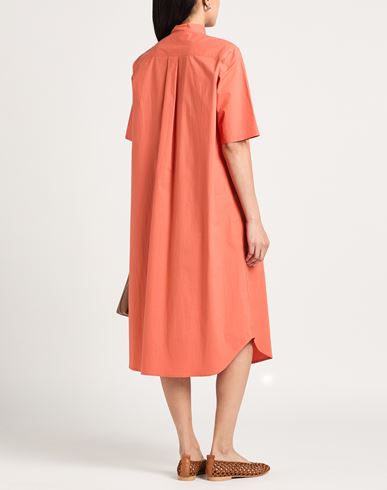 Woman Midi dress Orange Size S Cotton, Elastane