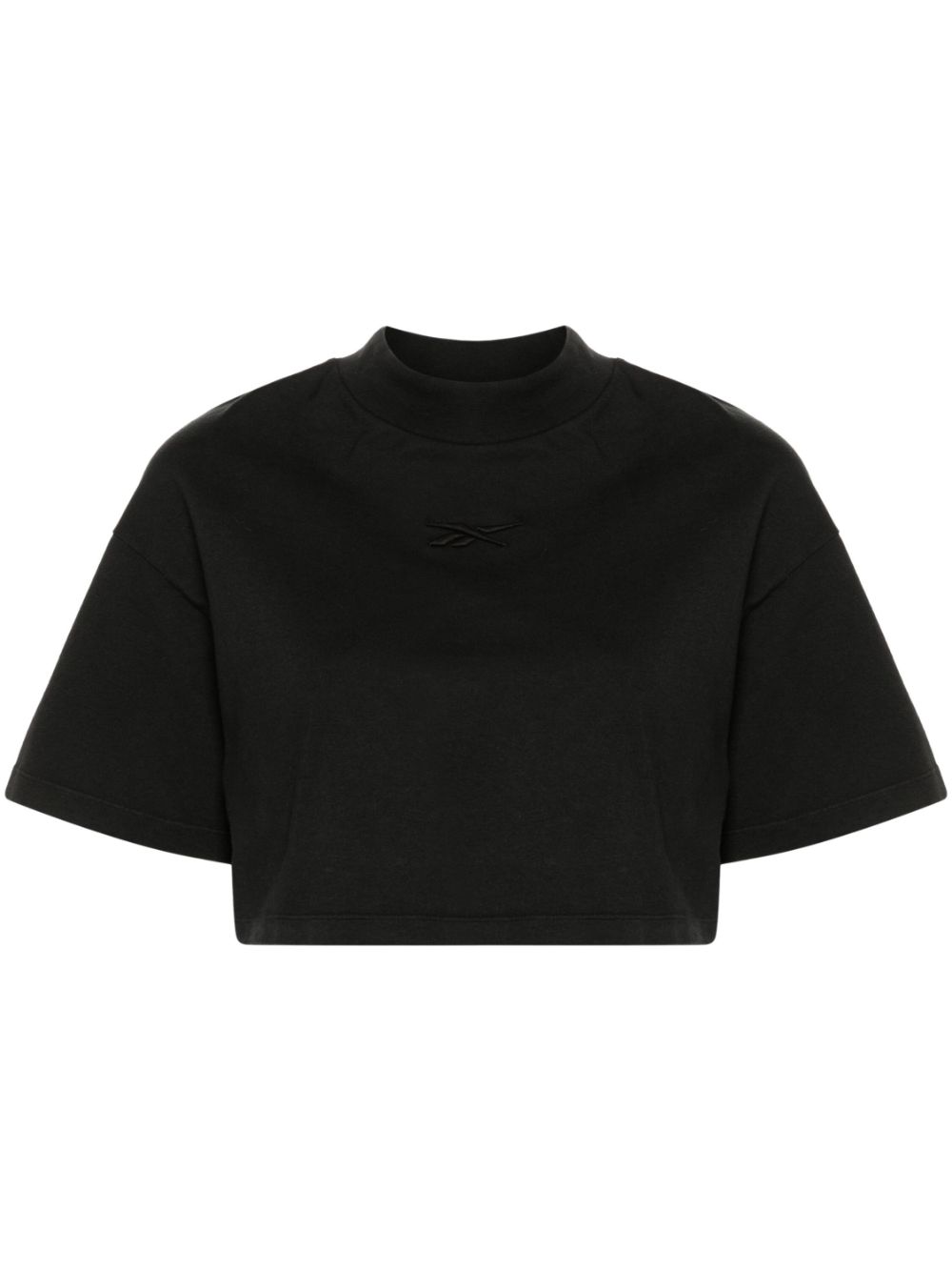 Faded-effect cotton cropped T-shirt - Black