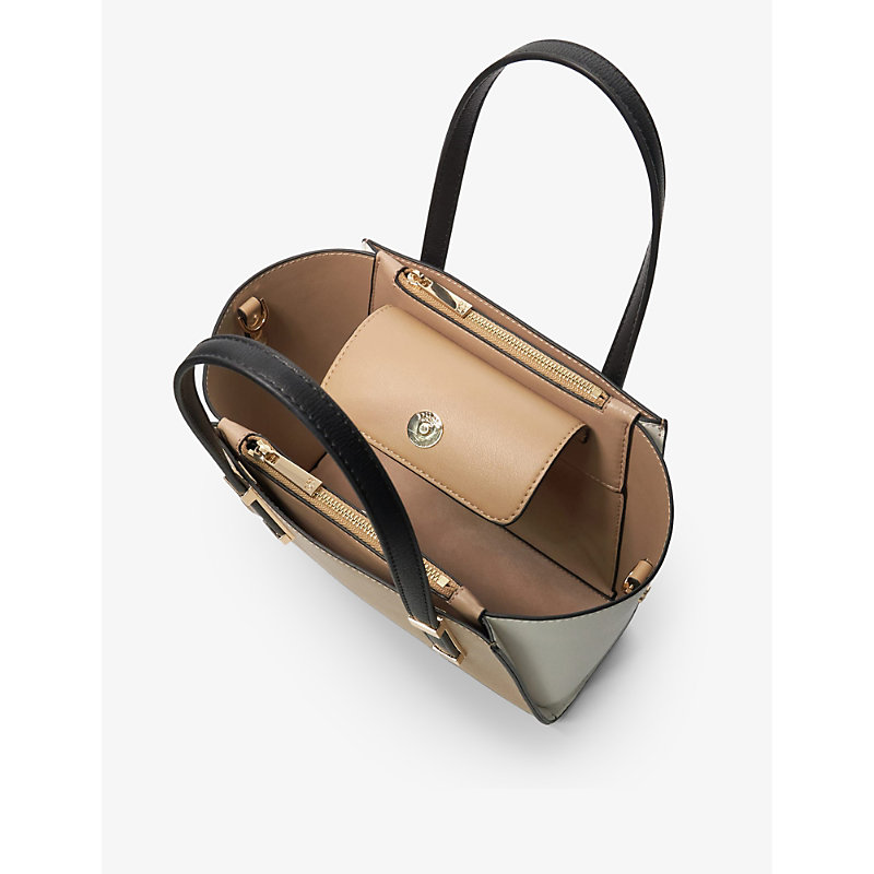 Womens Camel-synthetic Dinky Dresden Colour-block Faux-leather Tote bag 