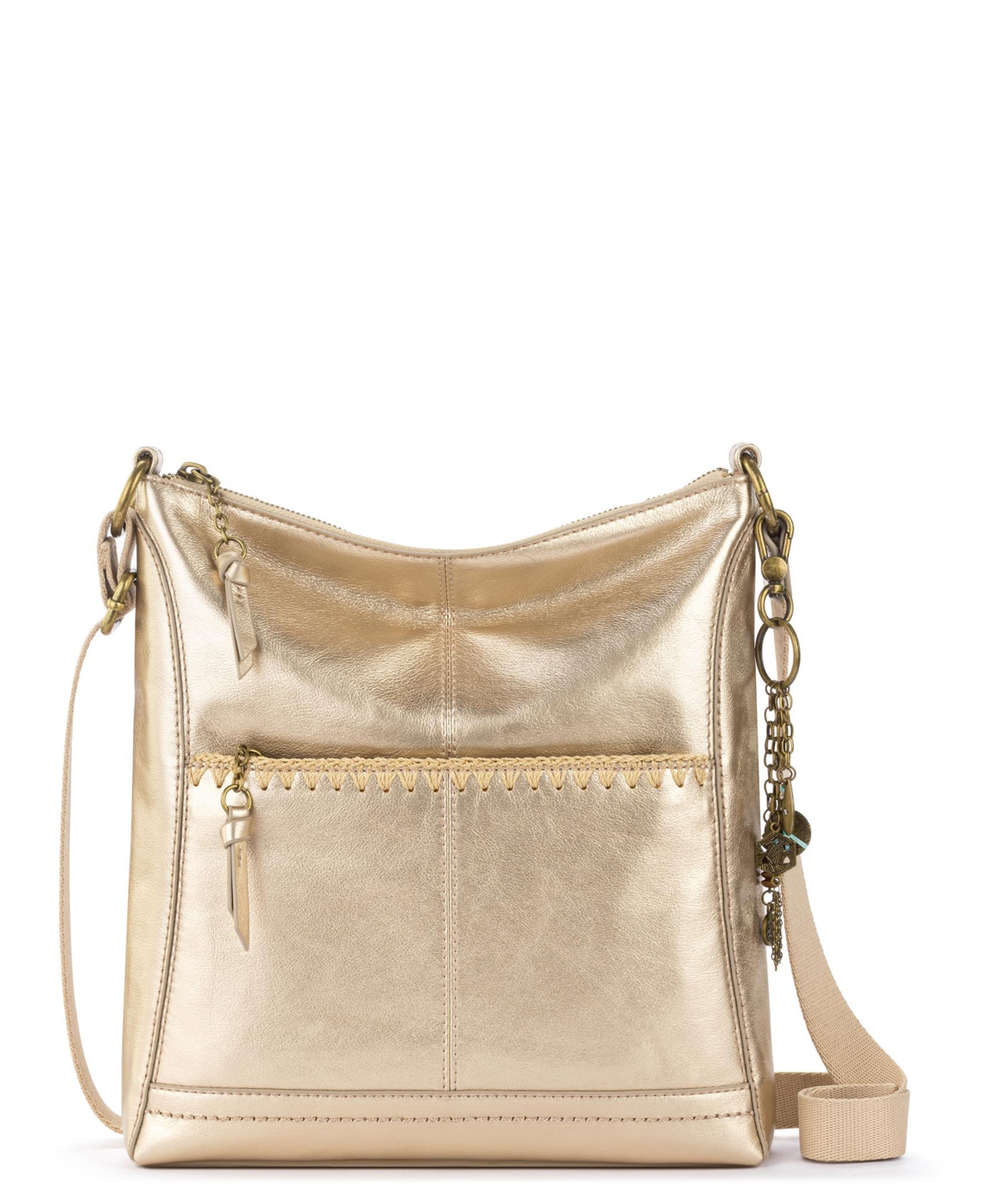 Lucia Leather Small Crossbody Handbag - Light Gold