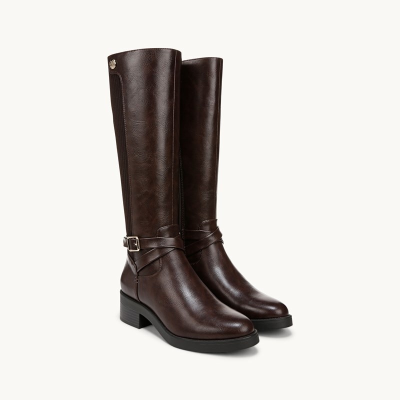 Stride Brittany Knee High Boot Dark Brown Faux Leather