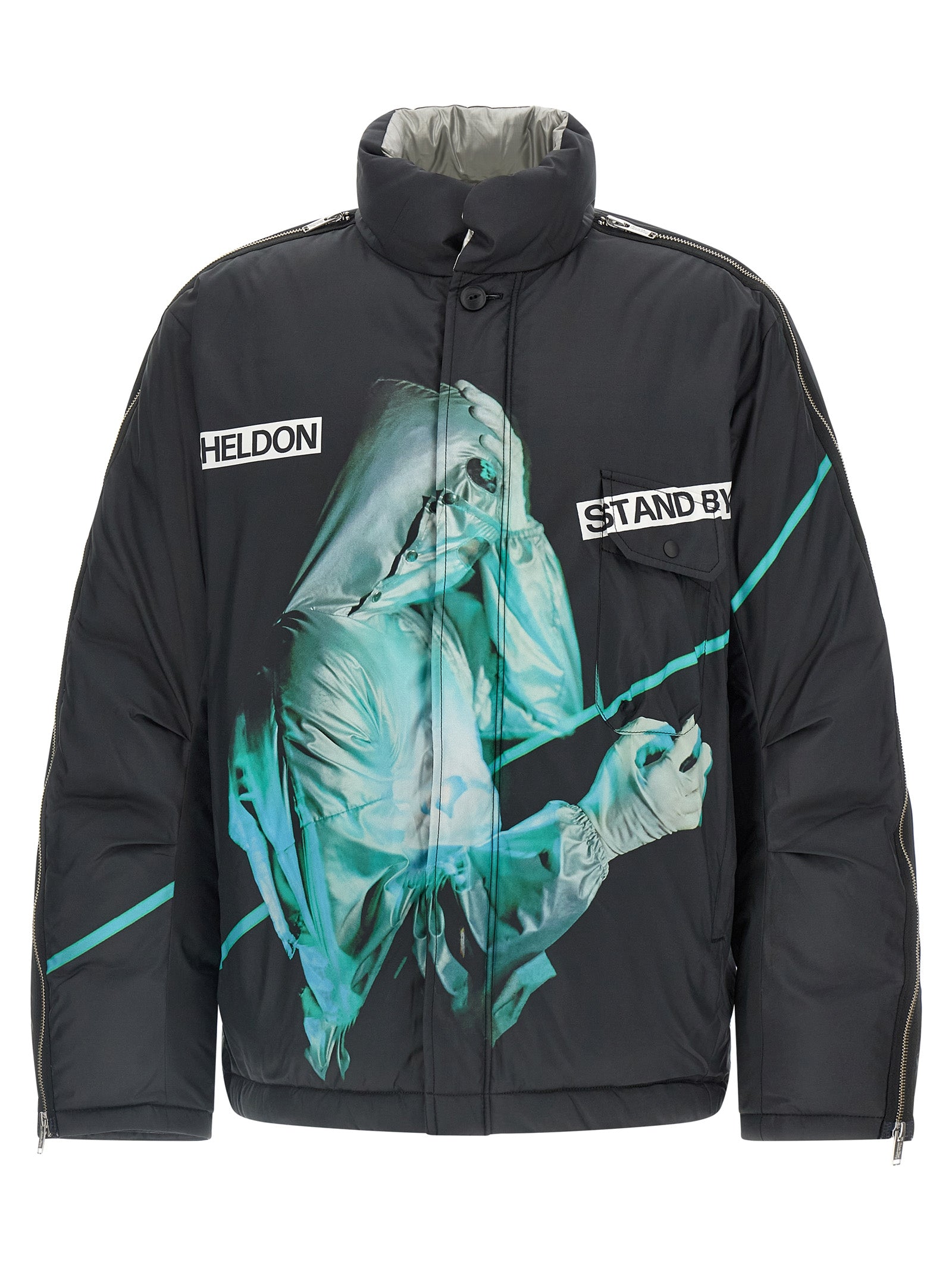 Art Print Goose Down Down Jacket — Black