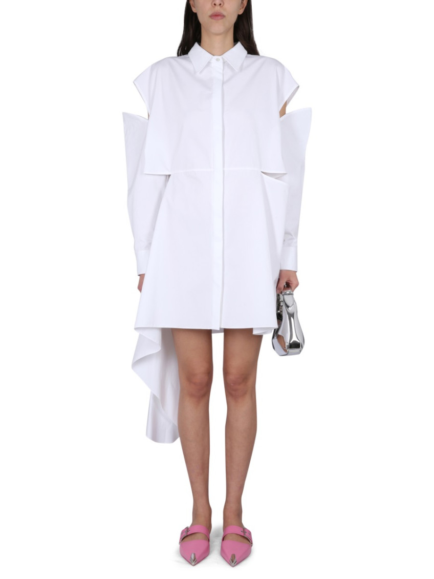 White Shirt Collar Mini Dress