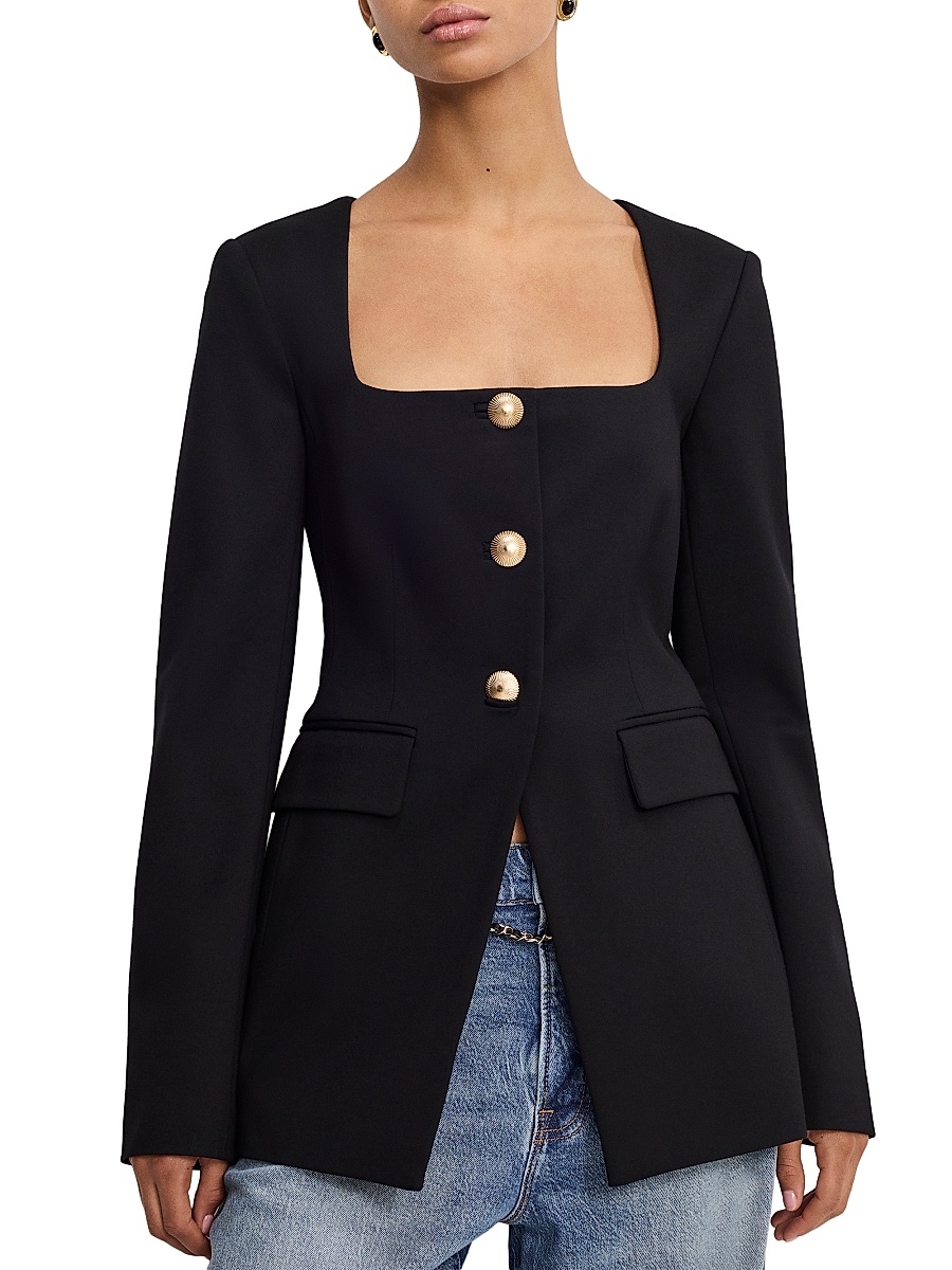 Women's Soft Stretch Ponte Sculpted Blazer - Black