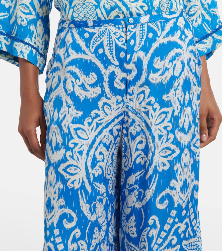 Clea high-rise printed wide-leg pants
