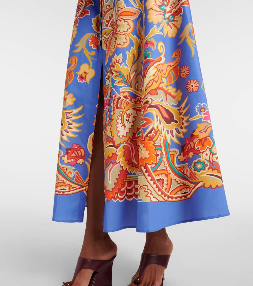 Belted paisley cotton maxi dress