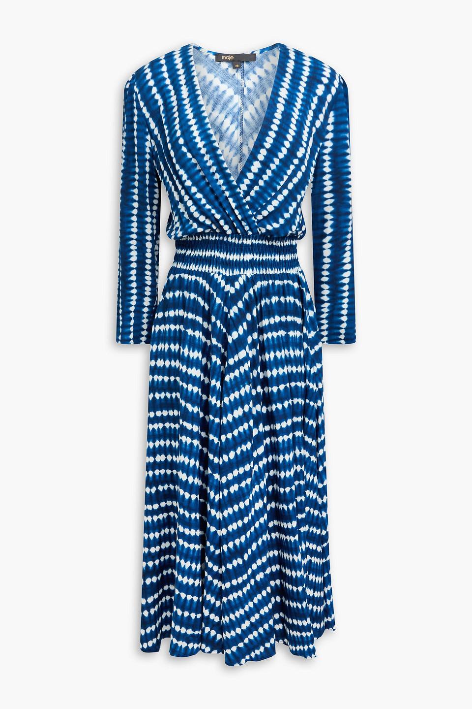 Maje - Wrap-effect tie-dyed woven midi dress - Blue - FR 34