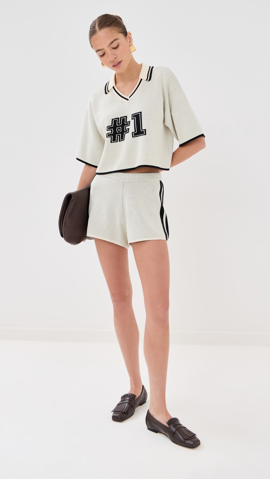 Varsity Track Shorts White/Black
