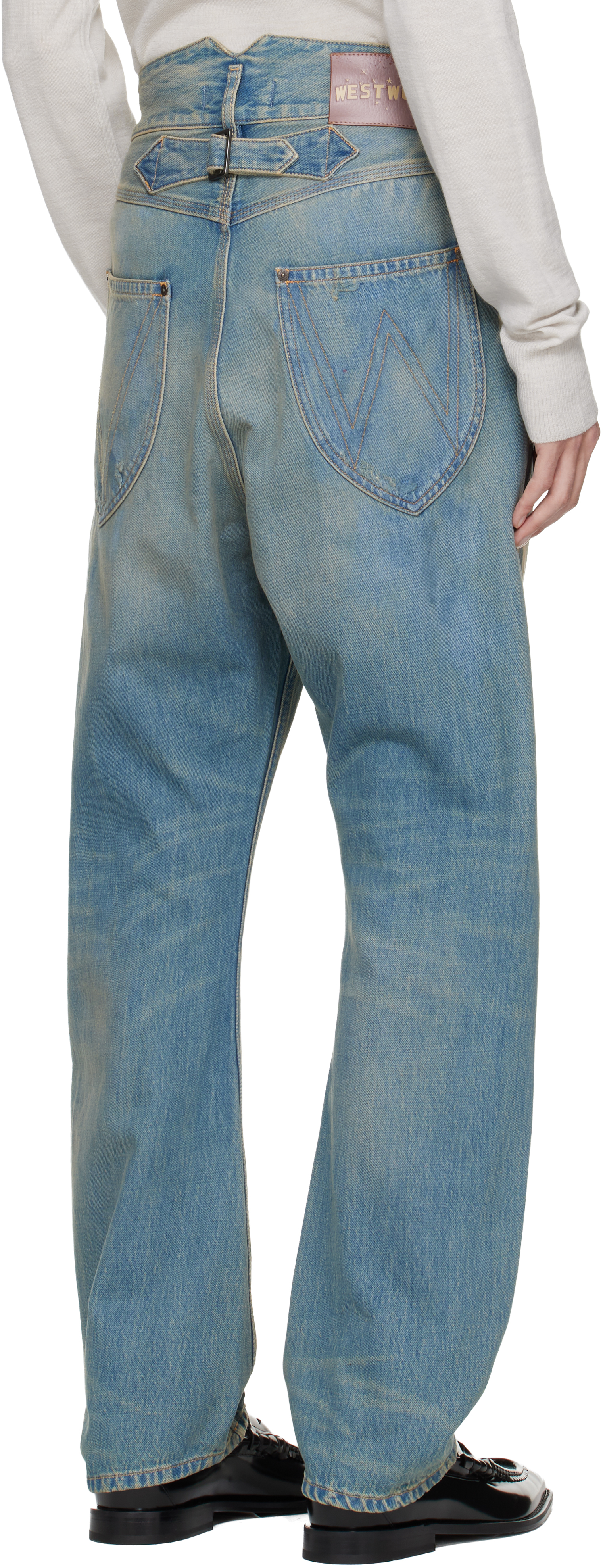Blue Buckle Back Jeans