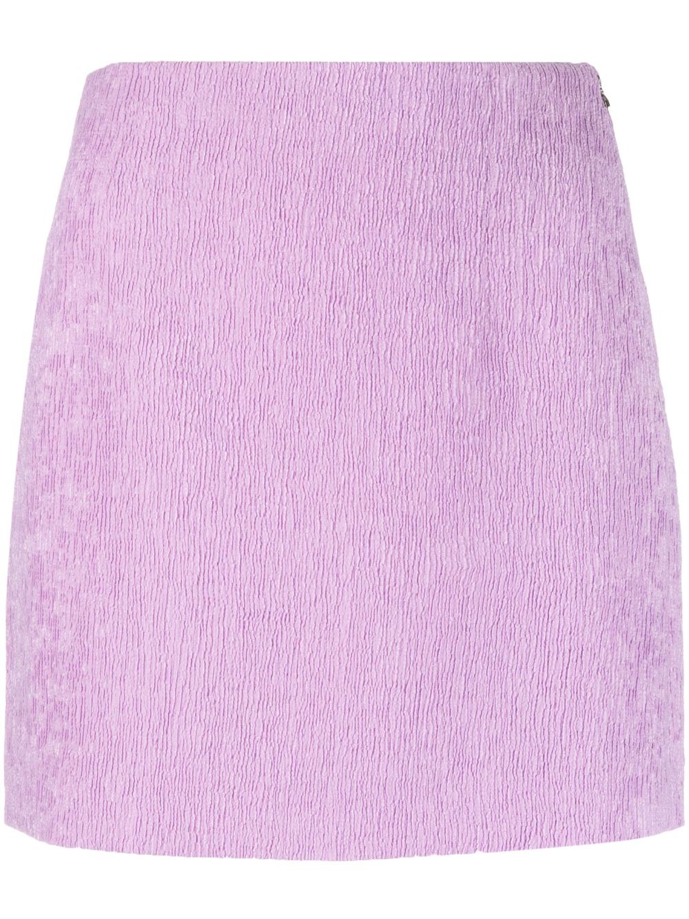 High-waisted embossed-finish miniskirt - Purple