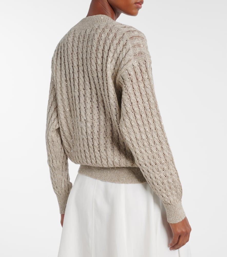 Sequined linen-blend sweater