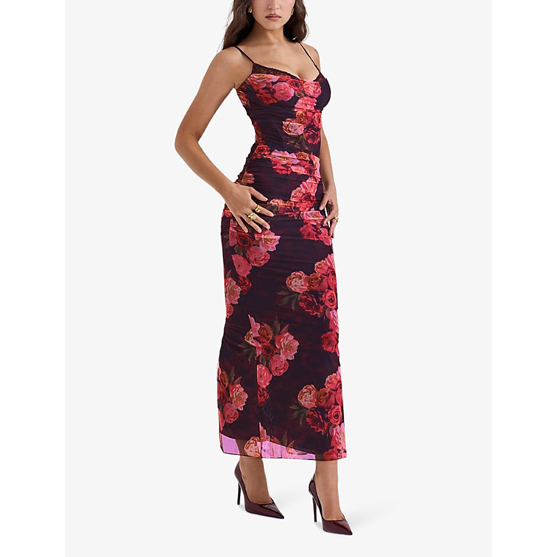 Womens Romantic Floral Nalini Floral-print Corseted Stretch-woven Maxi Dress b