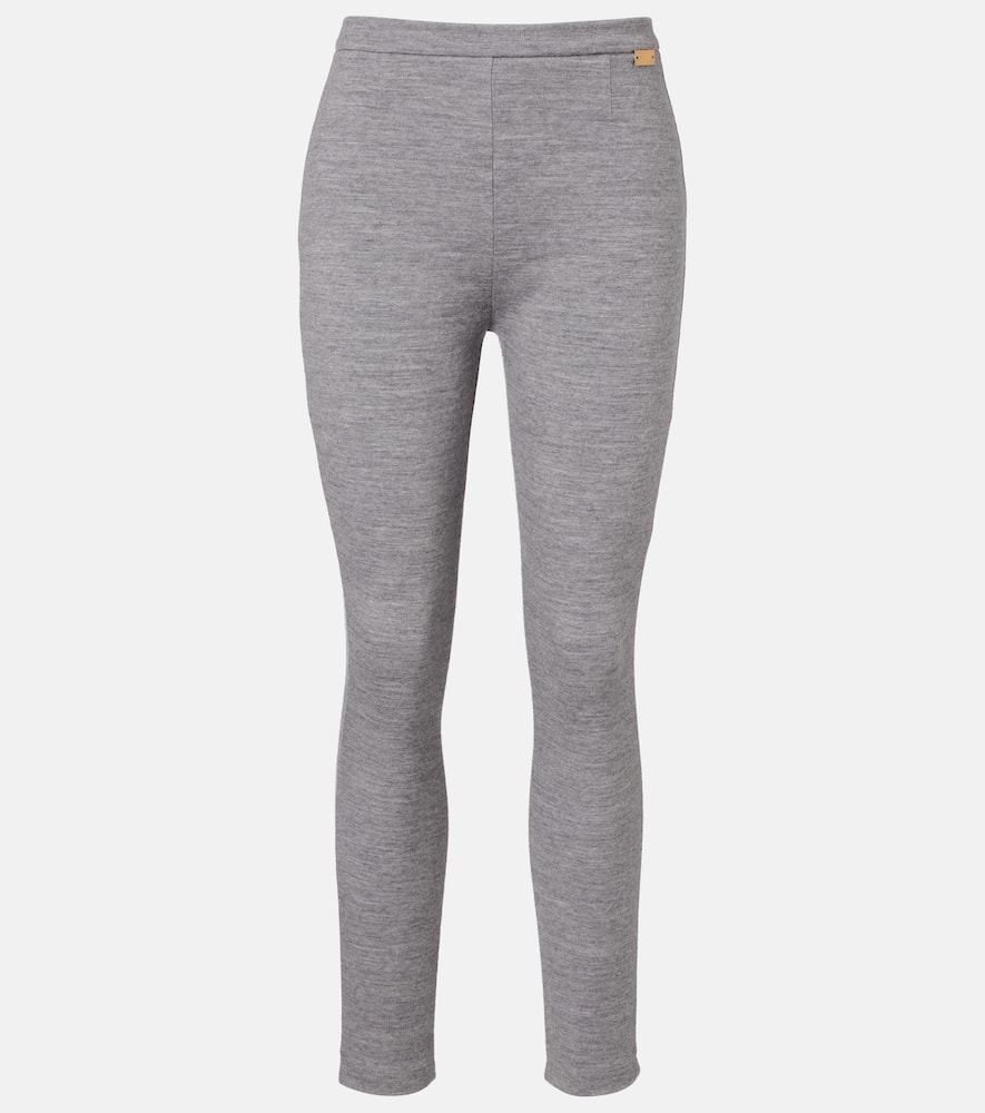 Wool and cotton-blend leggings