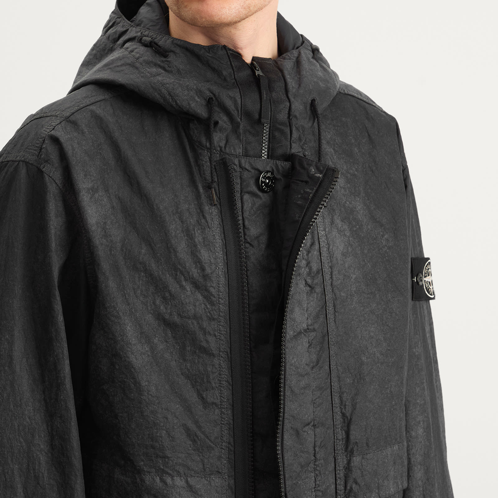 Men's Dense Nylon-TC Hand Sprayed Reflective Short Pa Black