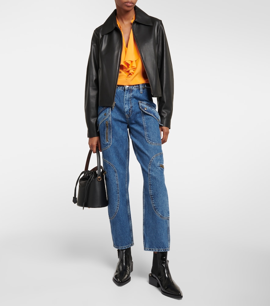 Racer high-rise tapered cargo jeans