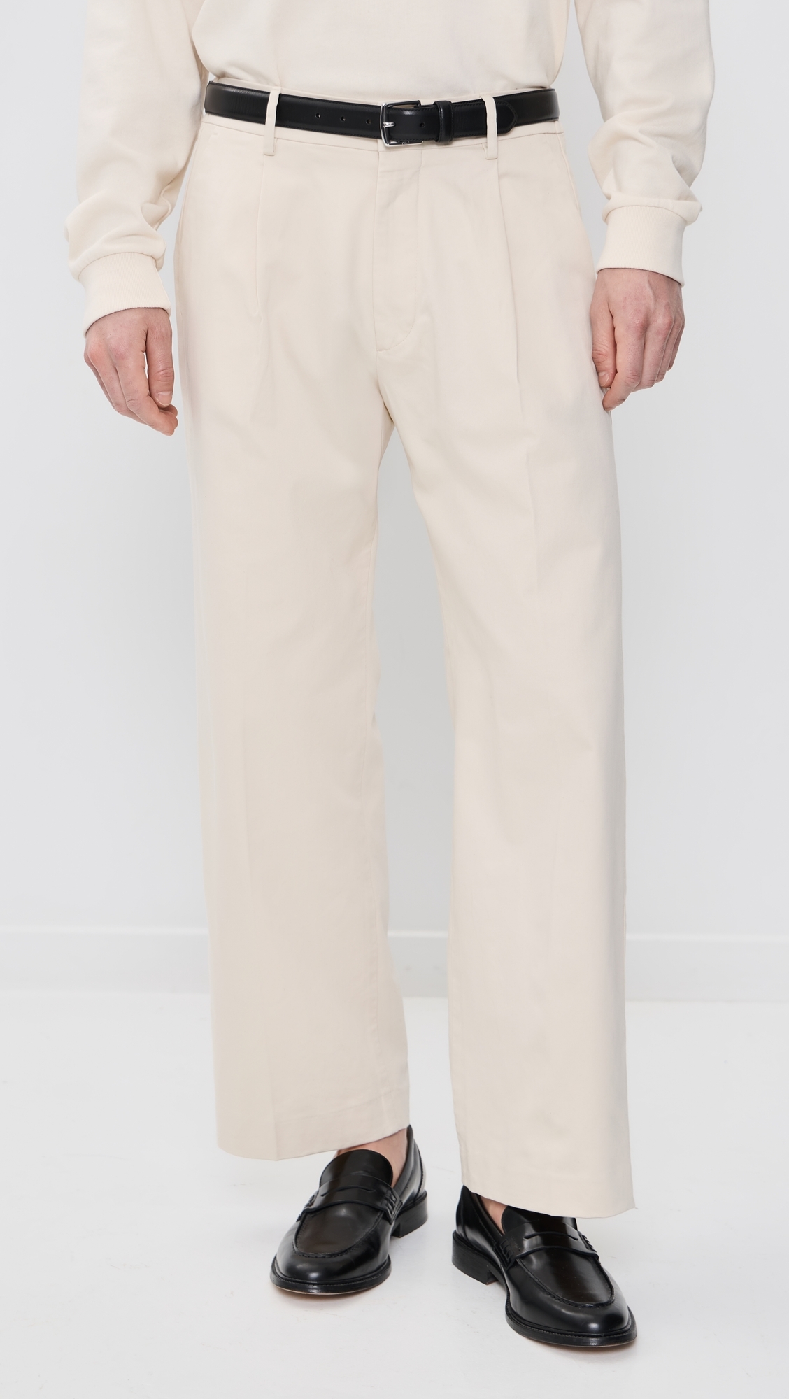Kaye Cotton Relaxed Pleated Trousers Ivory