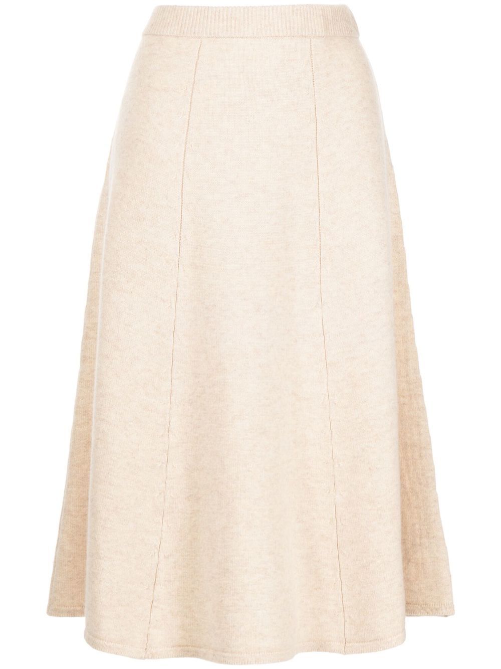 Long flared wool-cashmere skirt - Neutrals