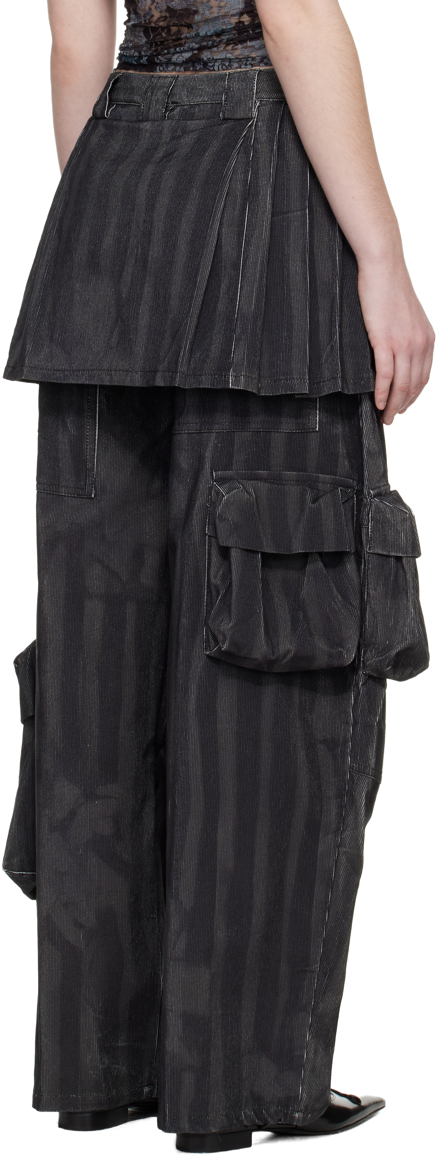 Black Lawn Skirt Cargo Pants